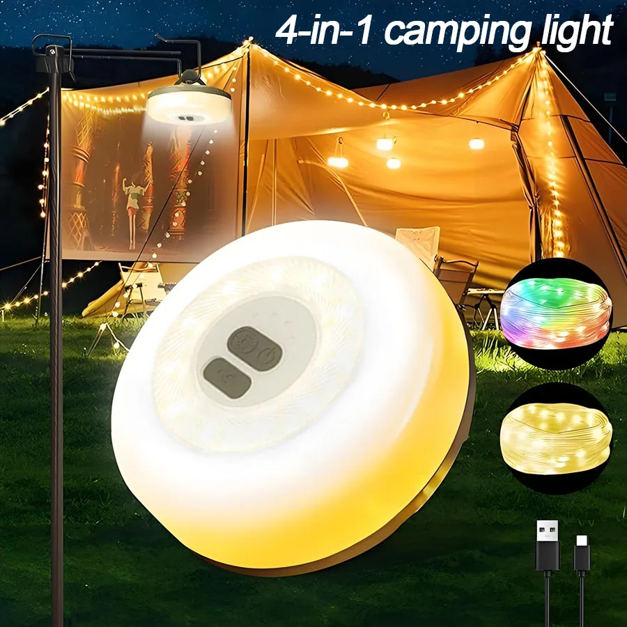 Pop LED Camping Light 10M Length Recyclable Strip Lamp Waterproof USB Rechargeable Lamp Outdoor Garden Decoration Lamp For Tent