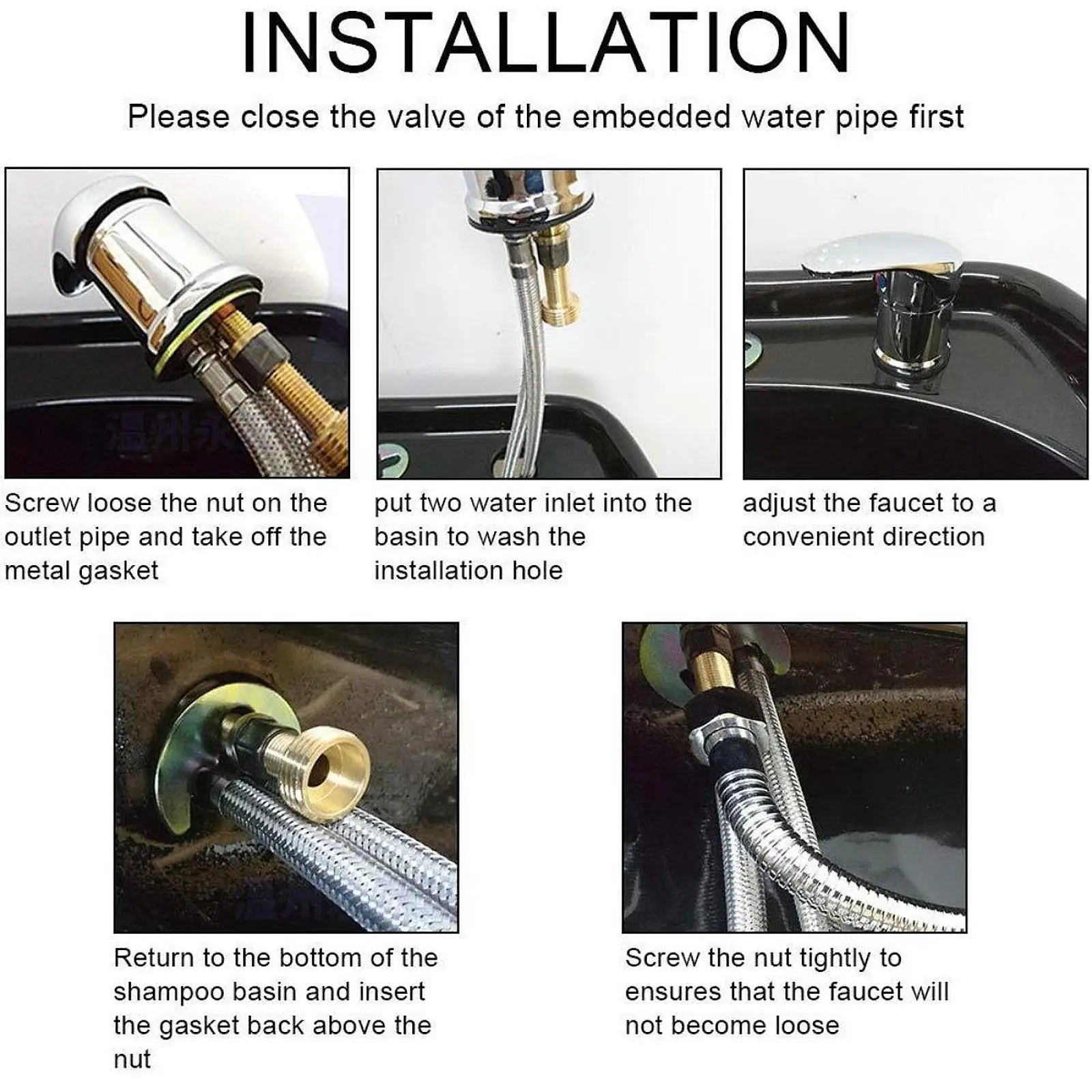 Versatile Salon Shampoo Bowl Faucet Nylon Tube Copper Outlet for Hair Washing Station Basin Faucet