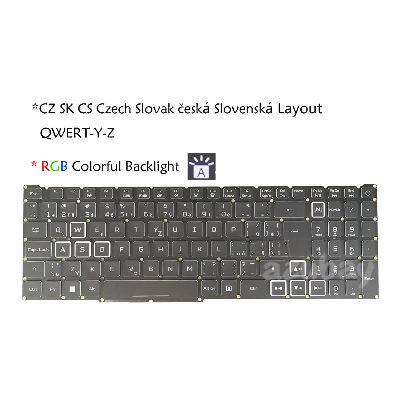 LG05P_N90B3L1 NKI15132F2  23004E21K201 RGB Backlit Keyboard For Acer Nitro AN515-55 AN517-52 AN515-44 AN715-52 Czech Slovak