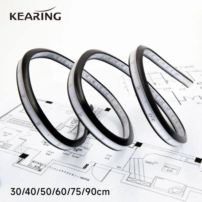 Kearing Flexible Curve Ruler, Drafting, Drawing, Measuring, Ruler for Tailoring, Sewing, Clothing Measuring Tool, 30-90cm