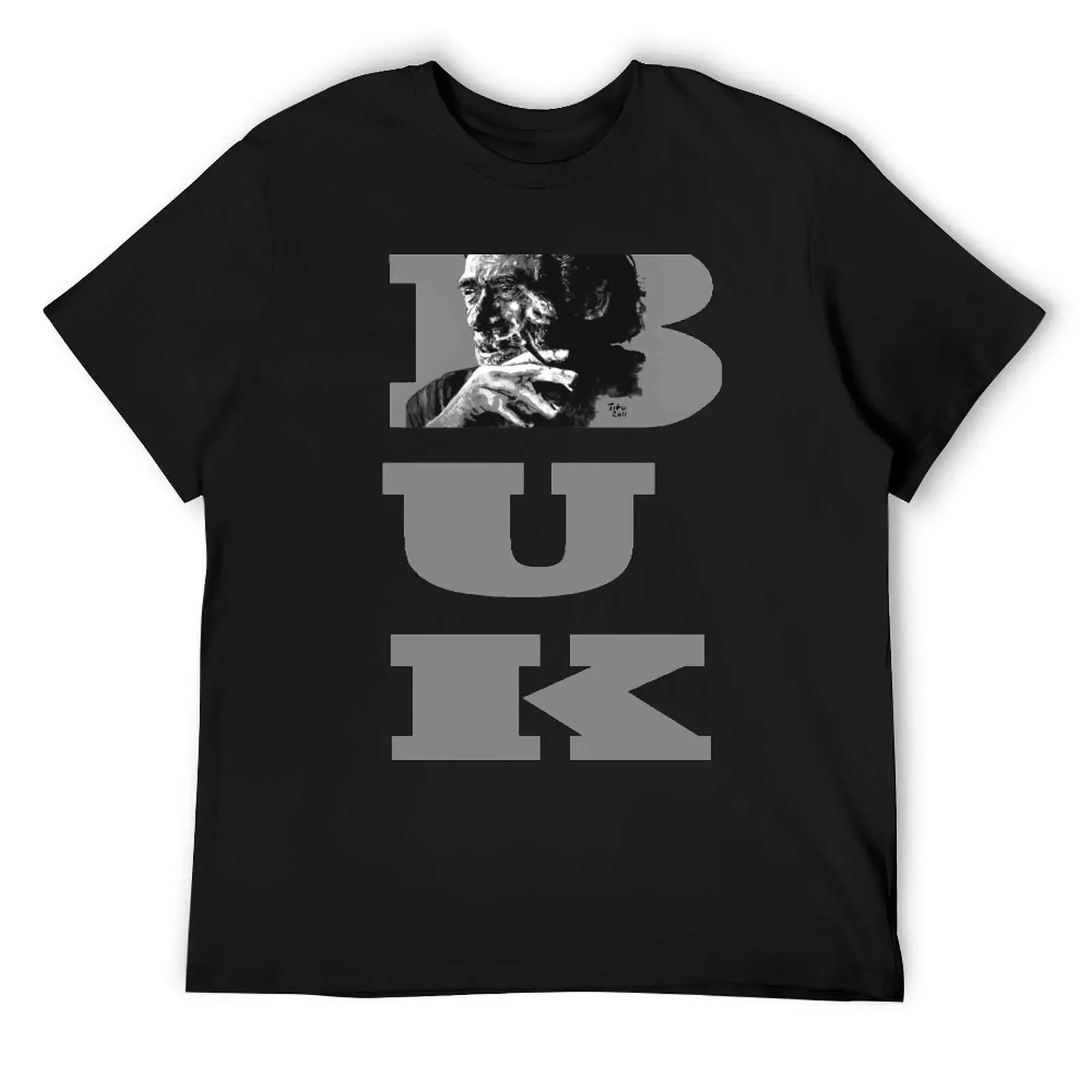 

Charles Bukowski - PopART black T-Shirt funny shirt cotton cotton graphic tees blue lock Men's t shirts
