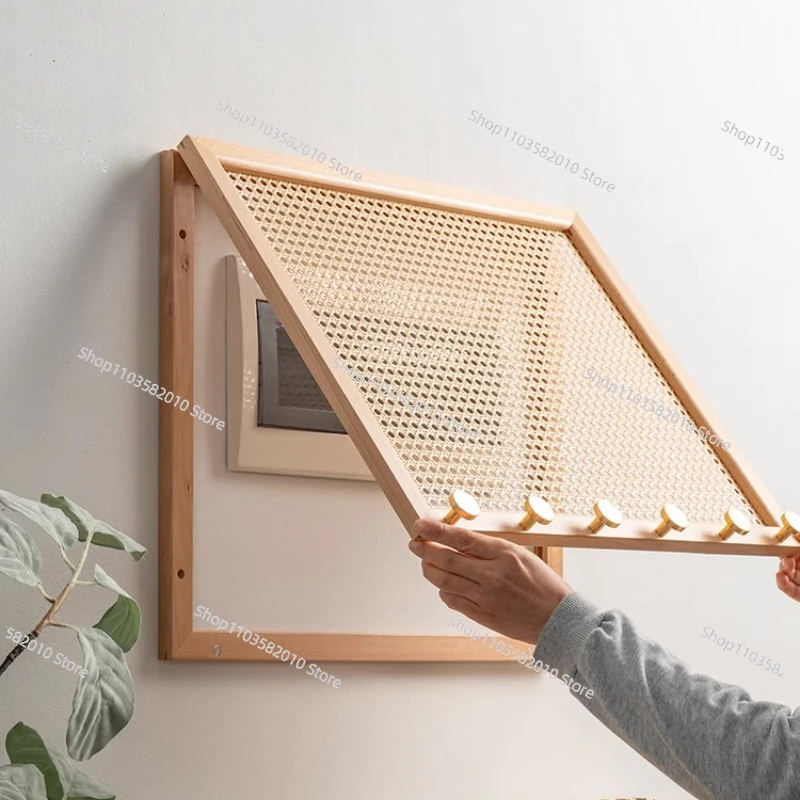 Rattan Circuit Breaker Cover, Wood Woven Electrical Box Enclosure Wall Mounted Living Room Entryway Decor