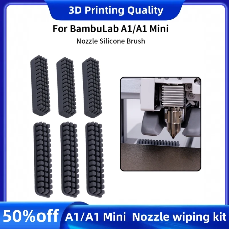 

3D Printer Accessories BambuLab A1 Nozzle Brush Replacement Kit，Hotbed Mounted Silicone Wiper Cleaning Tool