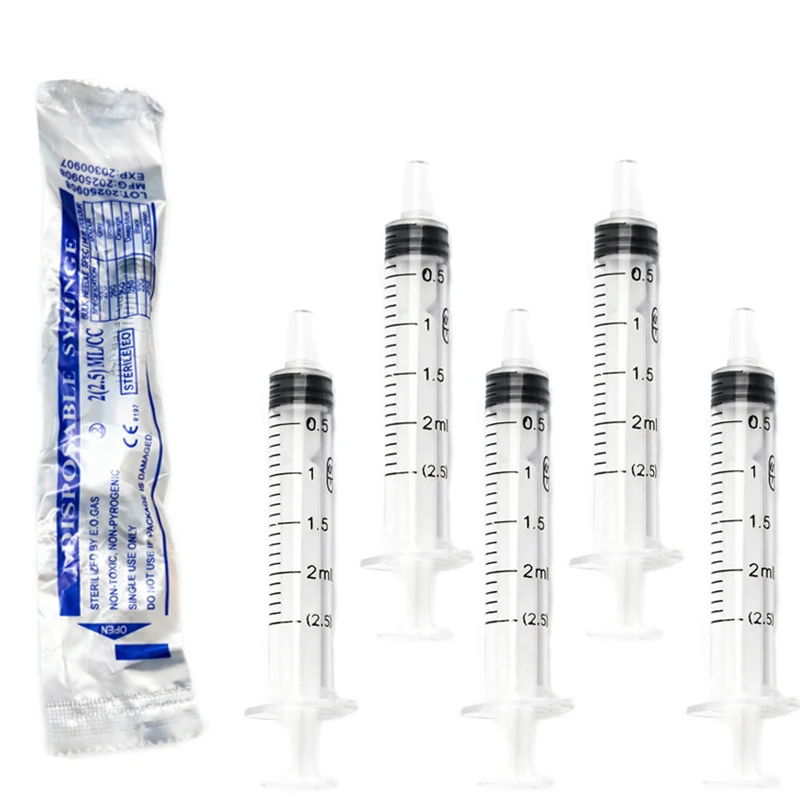 5-100 Pcs 2/2.5ml Plastic Syring Individually Packaged Nutrient Syringe Measuring For Animal Food Feeding Tools Without Needles