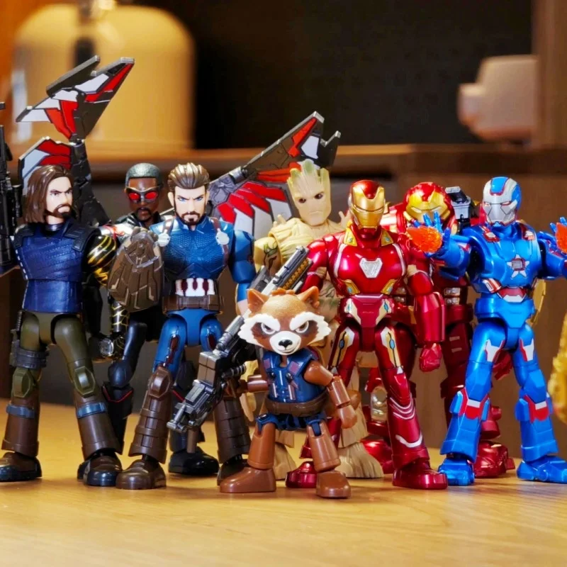 

In Stock BLOKEES Marvel GALAXY VERSION 03 Blind Box THE INFINITY SAGA MK50 Thanos Iron Man Assembled Movable Model Figures Toys