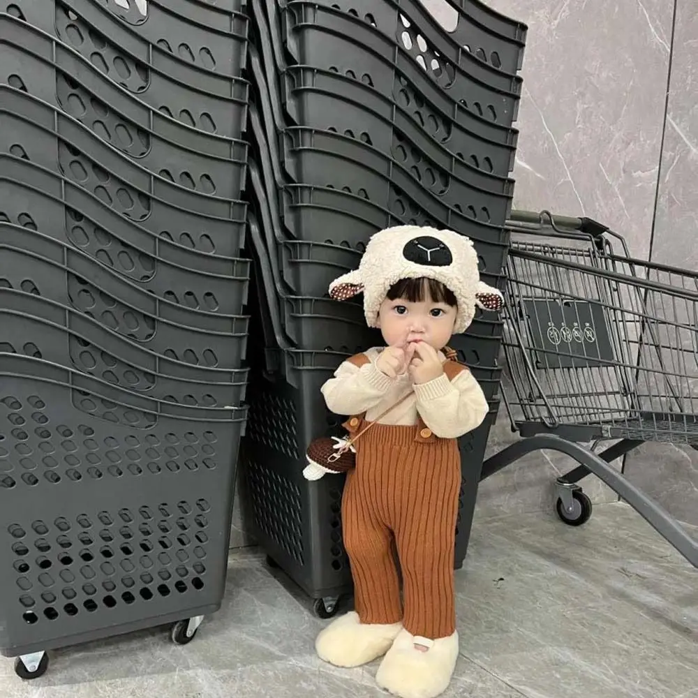 

Теплая детская шапка-овечка в корейском стиле, милая шапка-барашек из искусственного меха, мультяшная шапка-бини для малышей