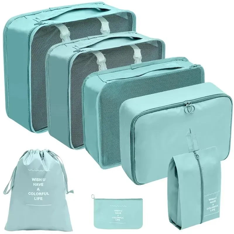 7-teiliges Set aus Reise-Aufbewahrungstaschen, Koffer-Packwürfeln, Handgepäcktaschen, Kleidungs- und Schuh-Organizer-Taschen, faltbar, leicht zugänglich – Detail 2