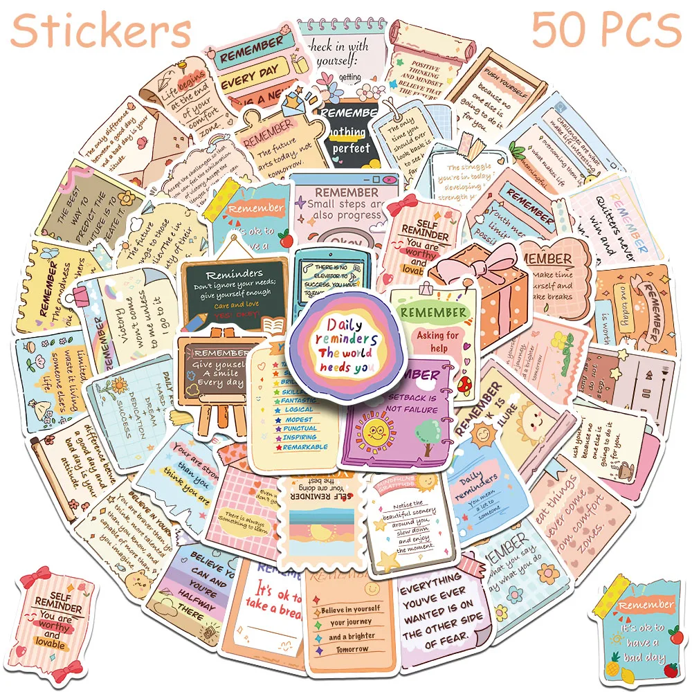 50 Stück motivierende englische Phrasen-Aufkleber für Laptop, Skateboard, Gitarre, Helm, DIY, ästhetische Aufkleber, kreative Geschenke – Detail 7