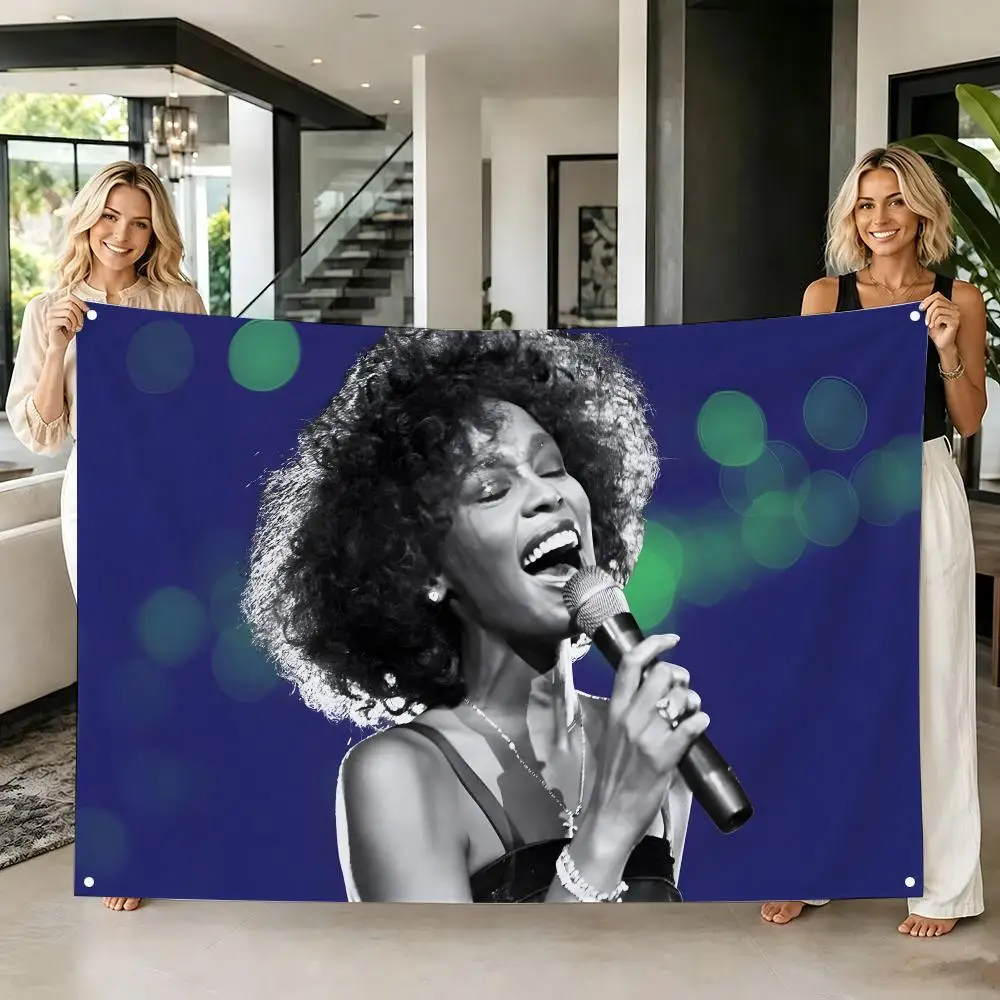superstar W-Whitney Houston Flags Tapestry Creative Pattern Photo Living Room Wall Art Party Outdoor Decor