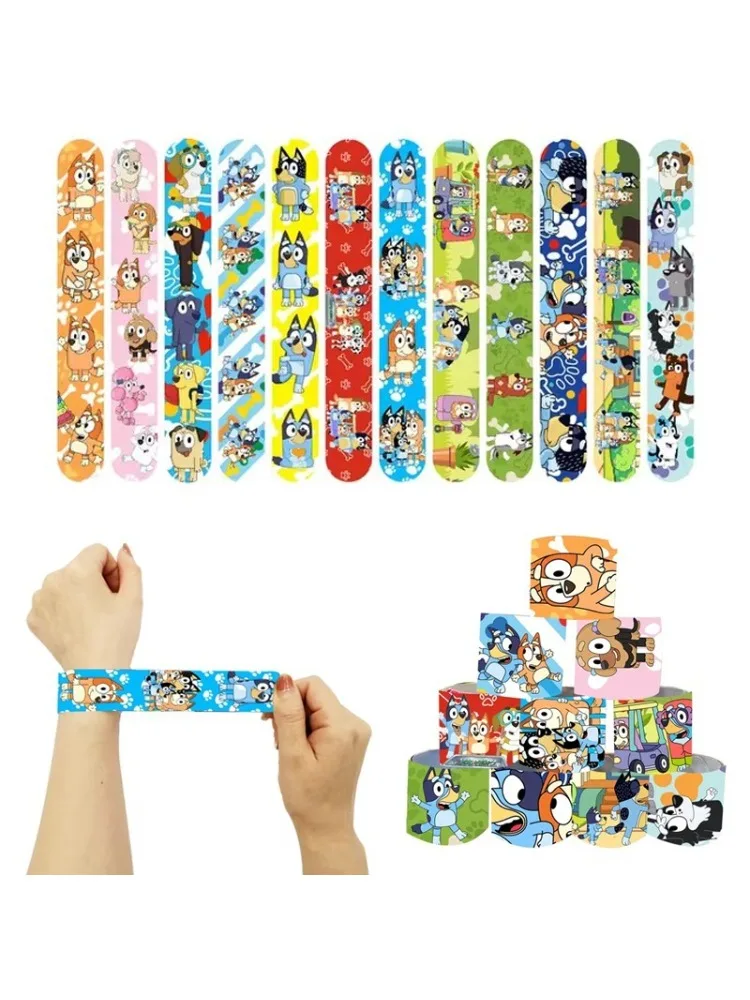 12 Pçs/set Bluey Família Série Pulseira Bingo e seus amigos PVC Snap Circle Cartoon Pat Circle