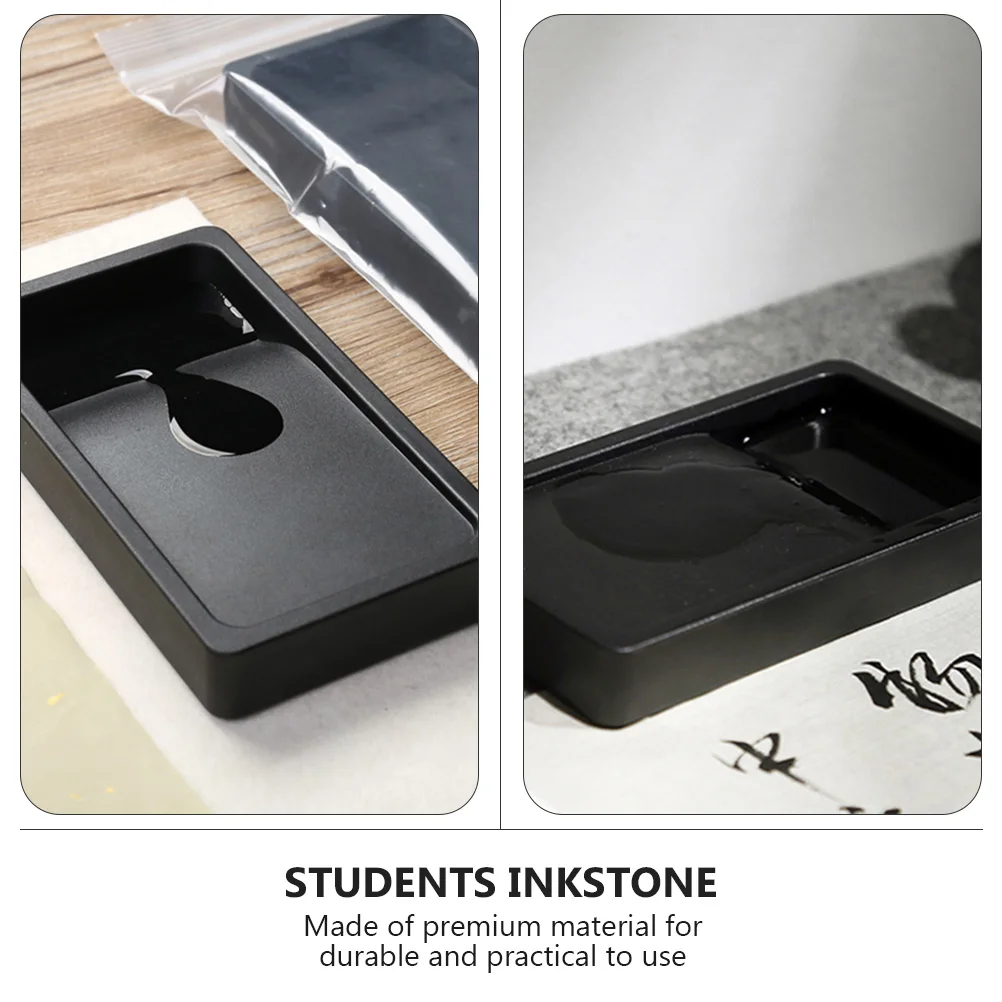 

Portable Inkstone Durable Plastic Two-sided Calligraphy Inkslab Students Painting Stationery Supplies Practical Teaching Tools
