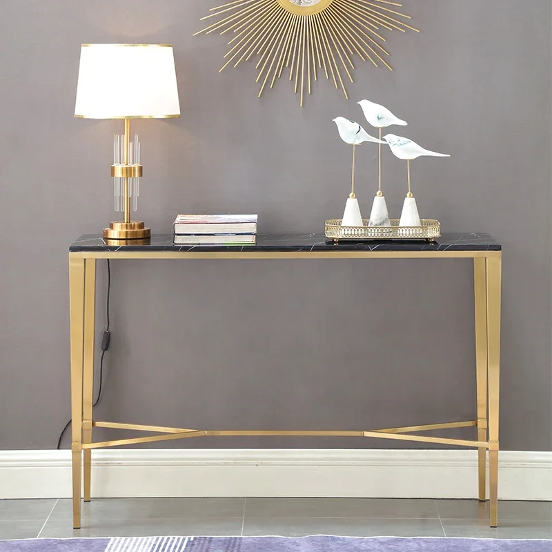 

Nordic light luxury entrance table Stainless steel entrance table Marble decorative end view table9344