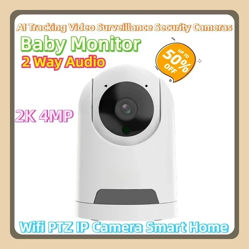 

2 Way Audio Baby Monitor AI Tracking Video Surveillance Security Cameras 2K 4MP Wifi PTZ IP Camera Smart Home