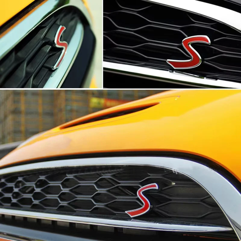 3D Metal Car Front Grille Chrome Emblem Sticker for Mini Cooper R50 F56 R53 R56 R57 R58 R60 Auto Grill Badge Decals Accessorie