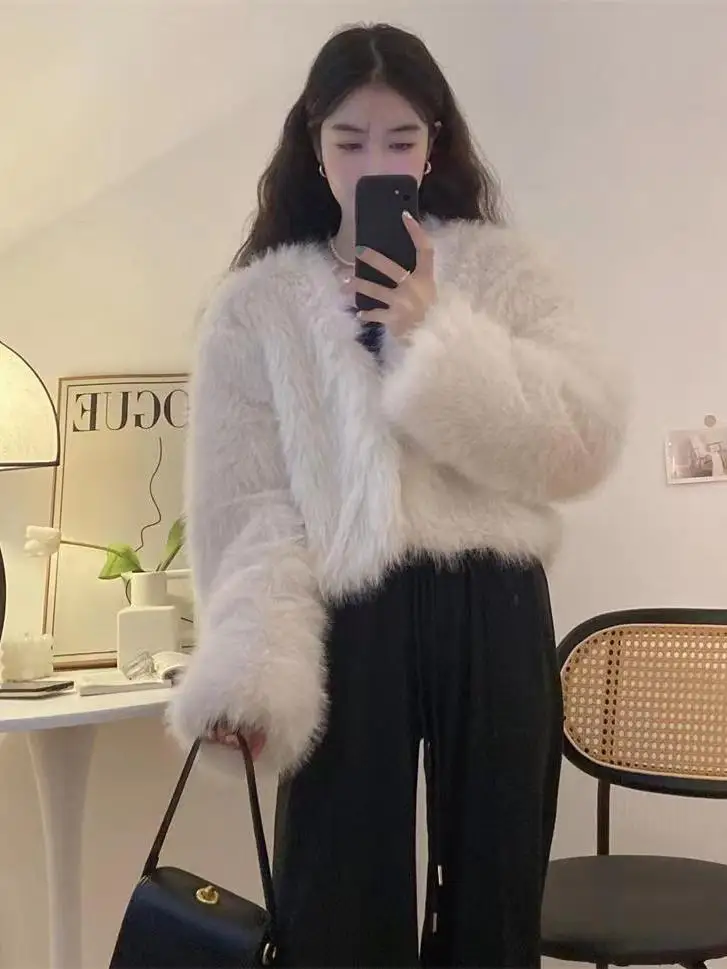 Women's Short Fur Coat, Loose Casual Top, New, Autumn, Winter, 2024