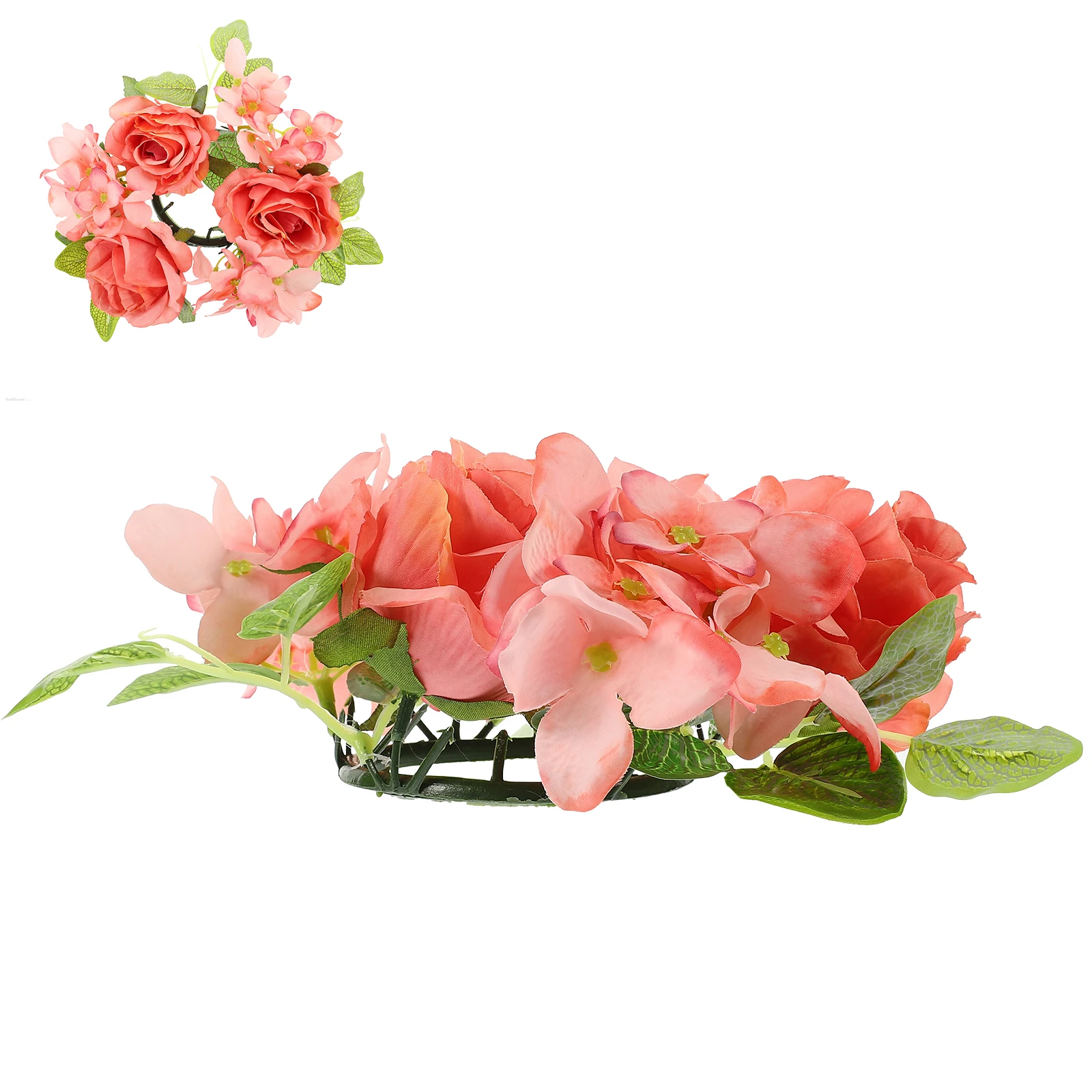 

1pc Simulation Rose Hydrangea Ring Wreath Table Centerpiece For Wedding Spring Floral Rings Decor Festive Party