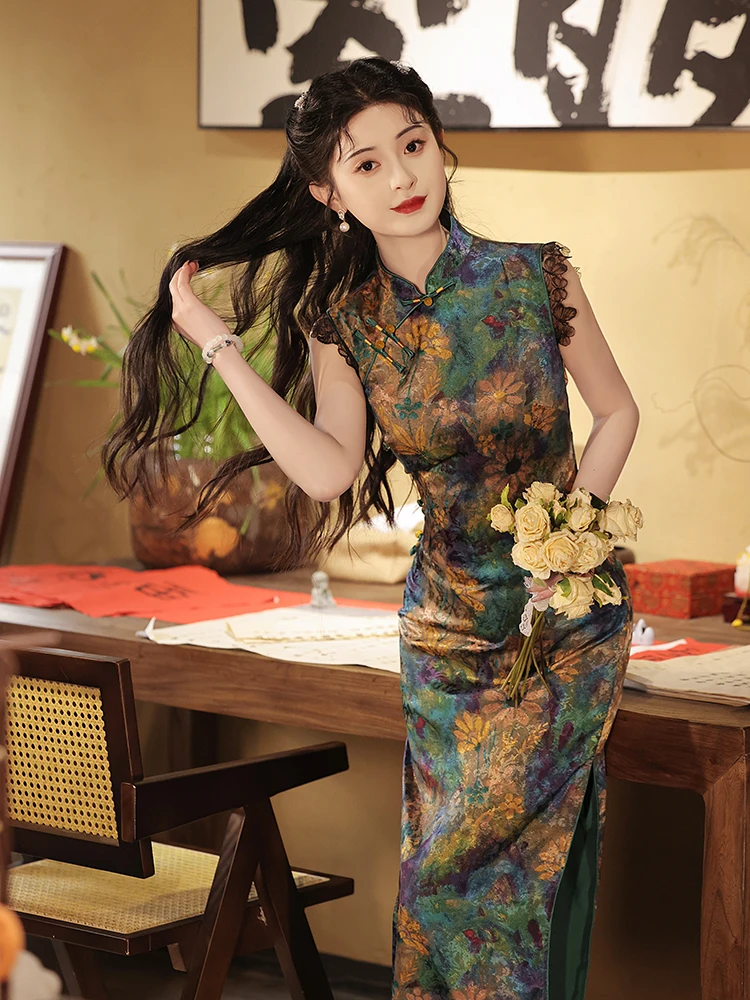 

Sleeveless Cheongsam New Improved Young Girls Summer Republic of China Style Old Shanghai Chinese Daily Wearable