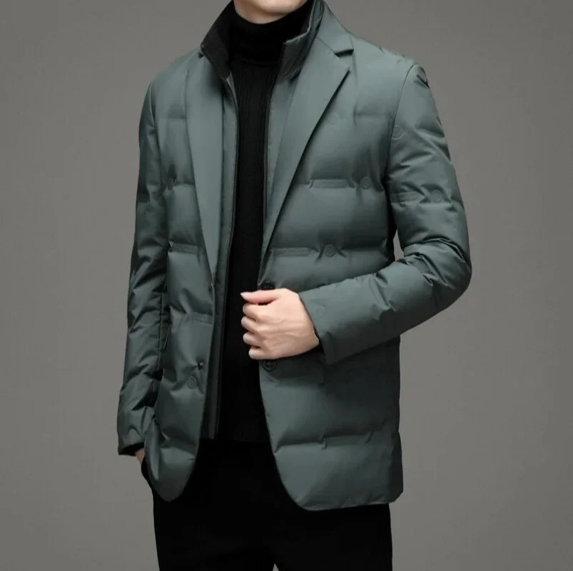 2025 Men's Winter Fashion High-Quality down Jacket White Duck down Warm Coat with Removable Scarf Suit Collar M-4XL Sizes