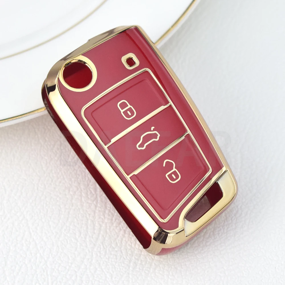 3 Buttons TPU Car Key Case Cover Fob for VW Volkswagen Golf 7 MK7 Tiguan MK2 for SEAT Ateca Leon FR 2 Ibiza for Skoda Octavia