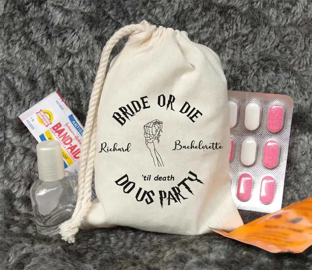 25 PCS Bride Or Die - Skeleton Rose Bag - Wedding Welcome Bags - Custom Bags - Bachelorette Party Favor - Gift Bag - Hangover Ki