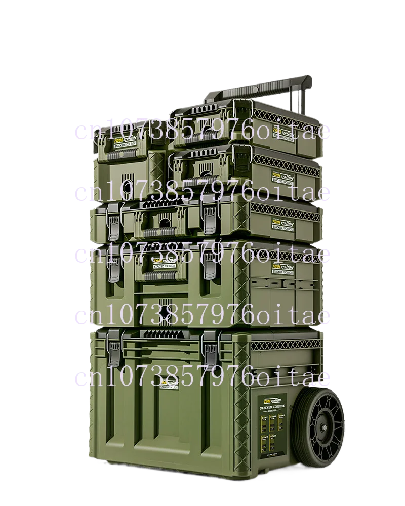 Toolbox Hardware Storage Box Combination Stacking Box Trolley Type Industrial Grade New Base Station Type Hand Pull Large Box