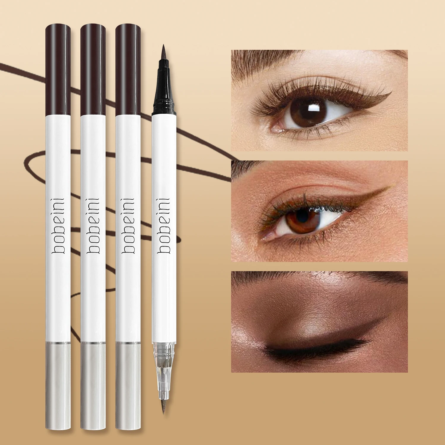 Double-headed eyeliner liquid pen, waterproof and non-smudged lying silkworm outline pen, one dual-purpose eyeliner pen