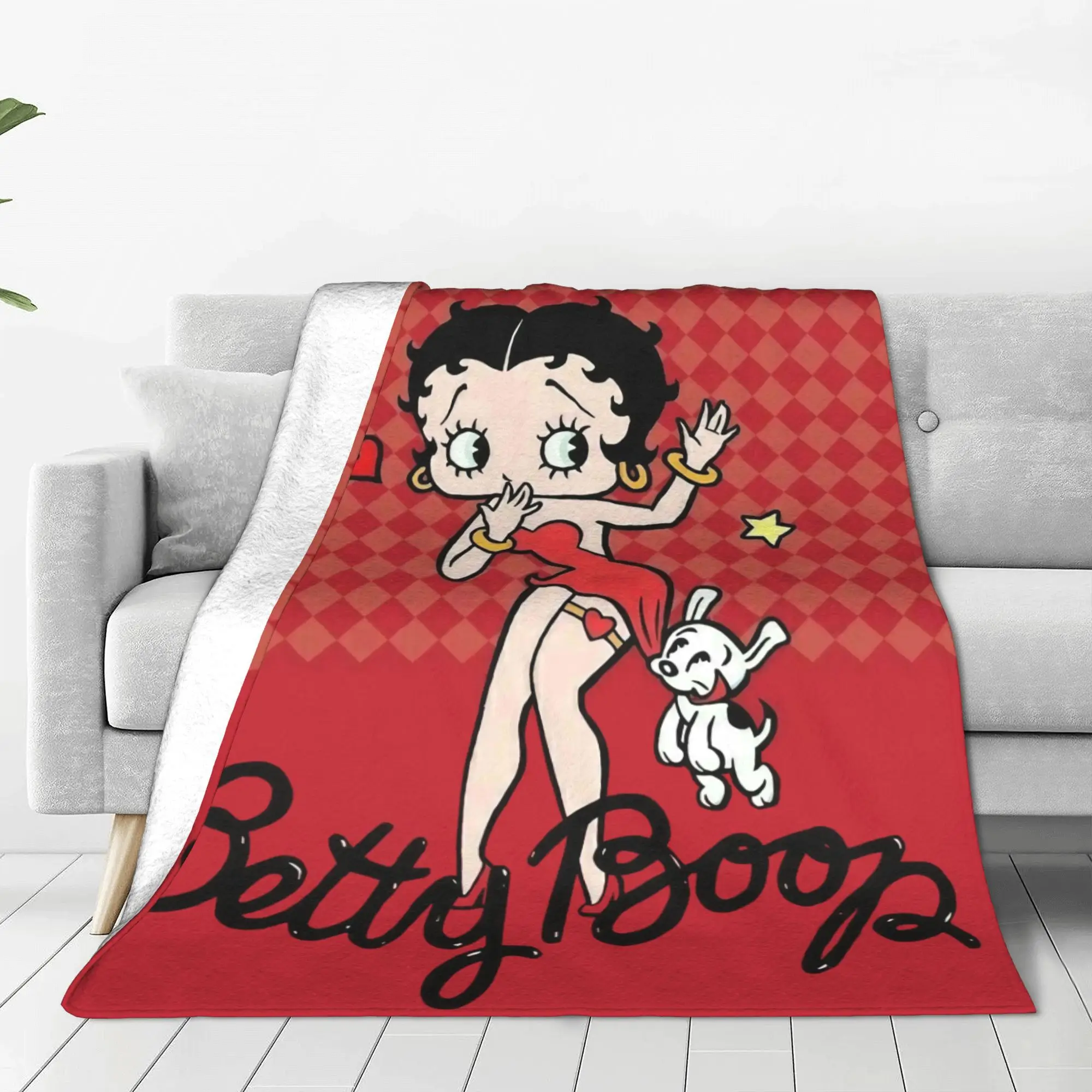 Girl Booped Flannel Throw Blankets Cartoon Blankets for Sofa Car Warm Bedroom Quilt