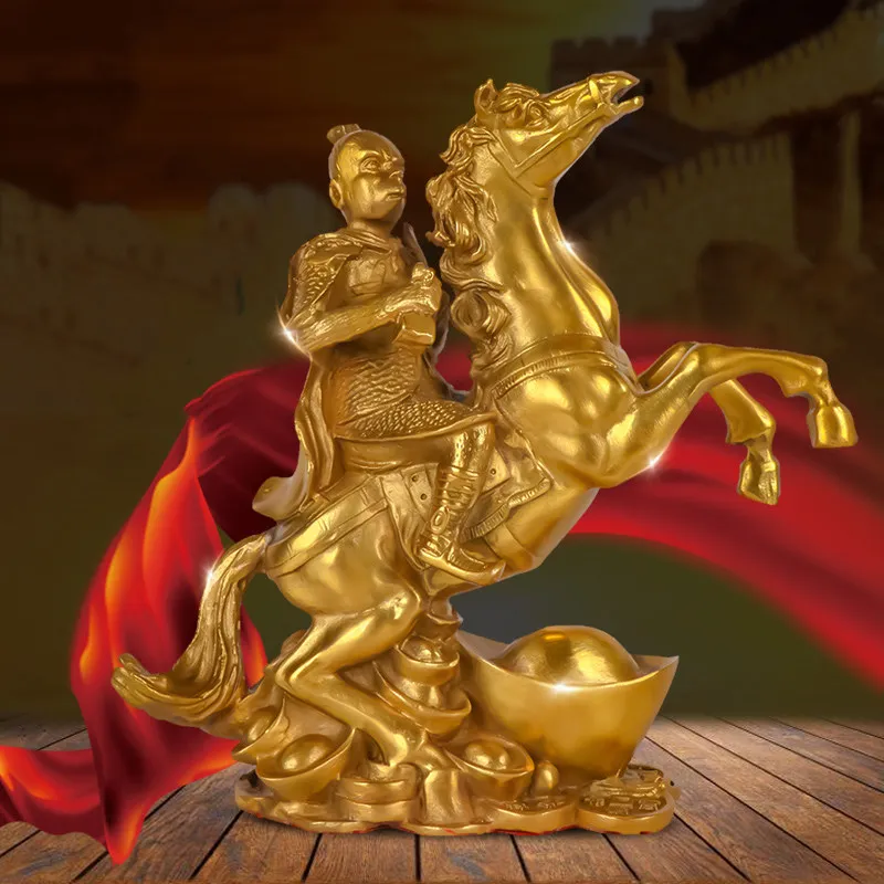 Brass Monkey on Horse Sculpture Traditional Symbolic Animal Statue for Office Desks Living Room Decoration and Gift Giving