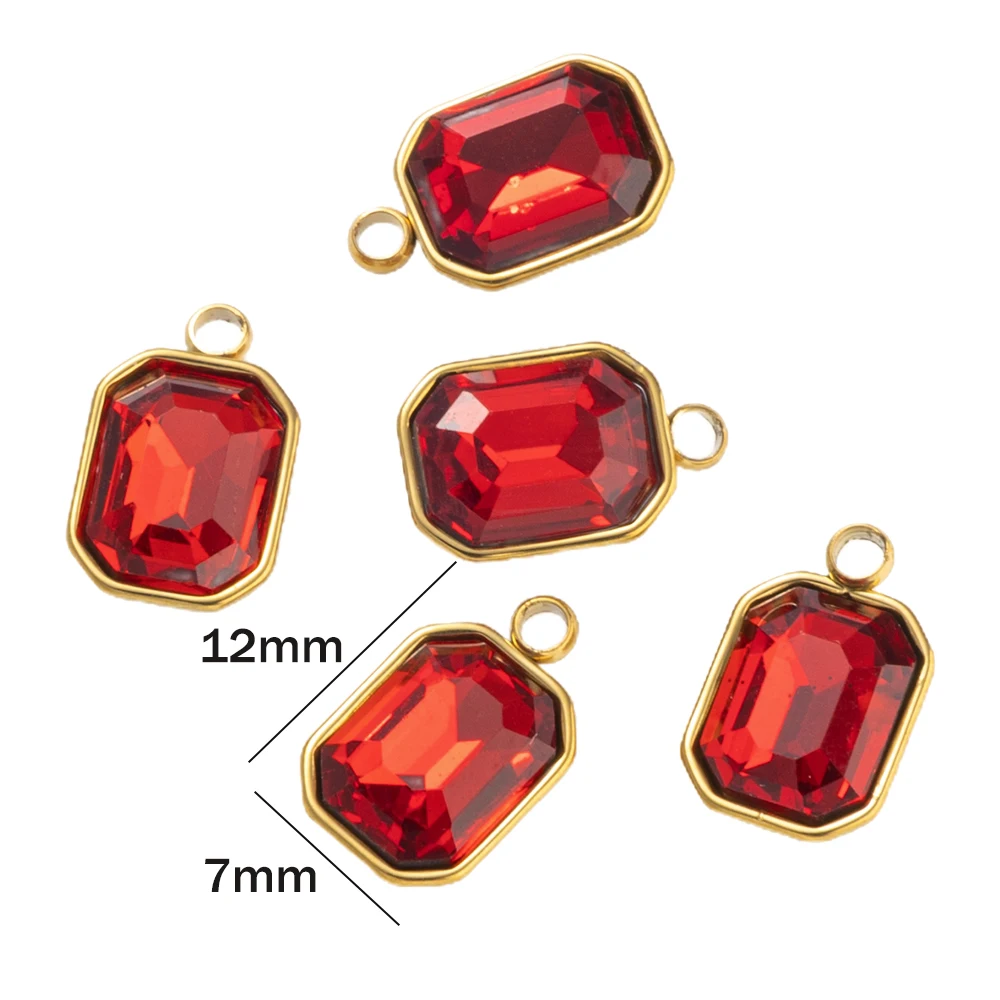 5pcs Stainless Steel Glass Rhinestones Gemstone Crystal Pendants Dangle Charms Findings for DIY Necklace Jewelry Making Supplies view 2