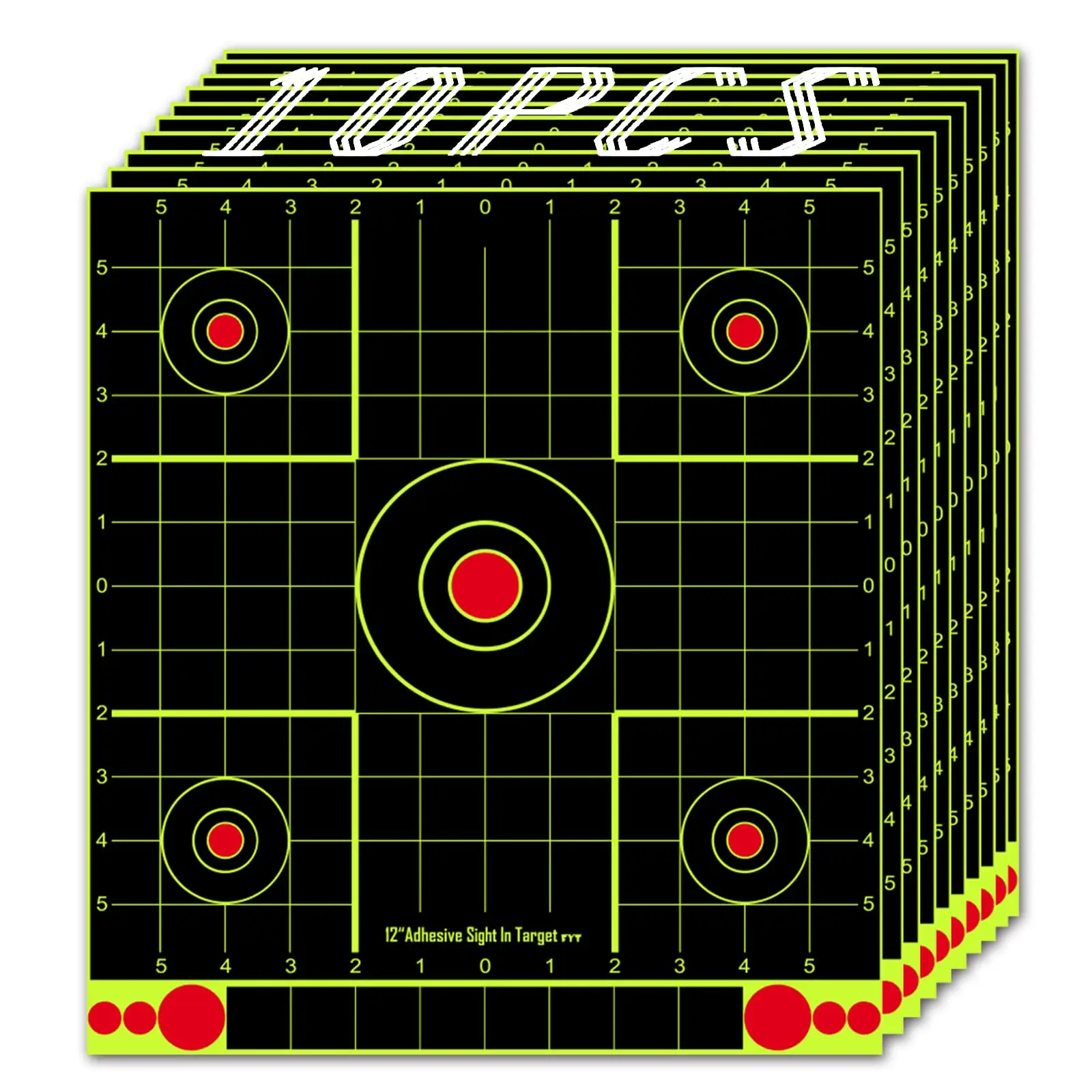 12x12-Zoll-Spritzpapierziele und selbstklebende Zielpapiere. Schießen im Freien und drinnen. Rektive Schießziele für Luftgewehr