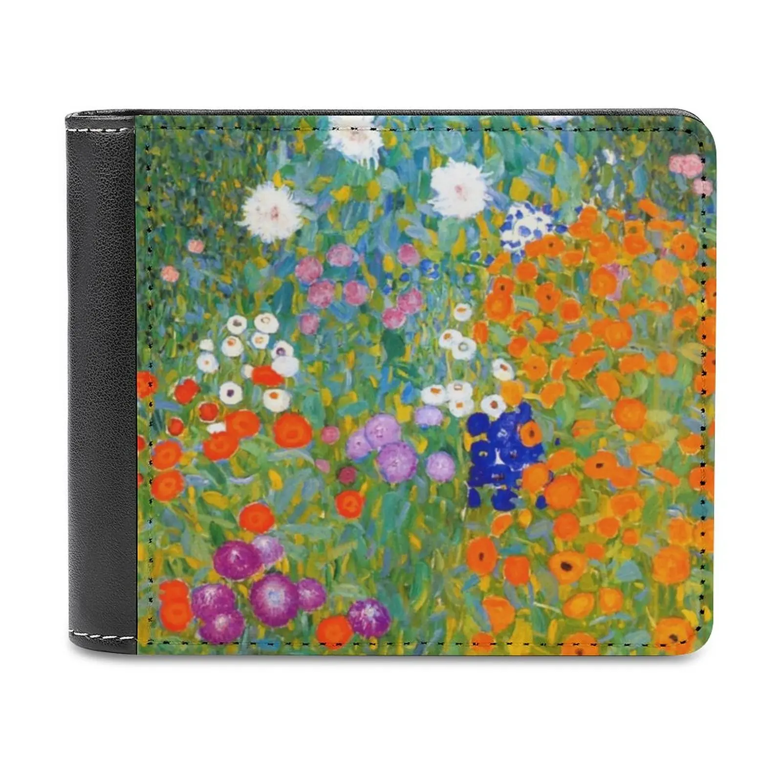 

Flower Garden By Gustav Klimt Vintage Floral Fashion Credit Card Wallet Leather Wallets Personalized Wallets For Men And Women