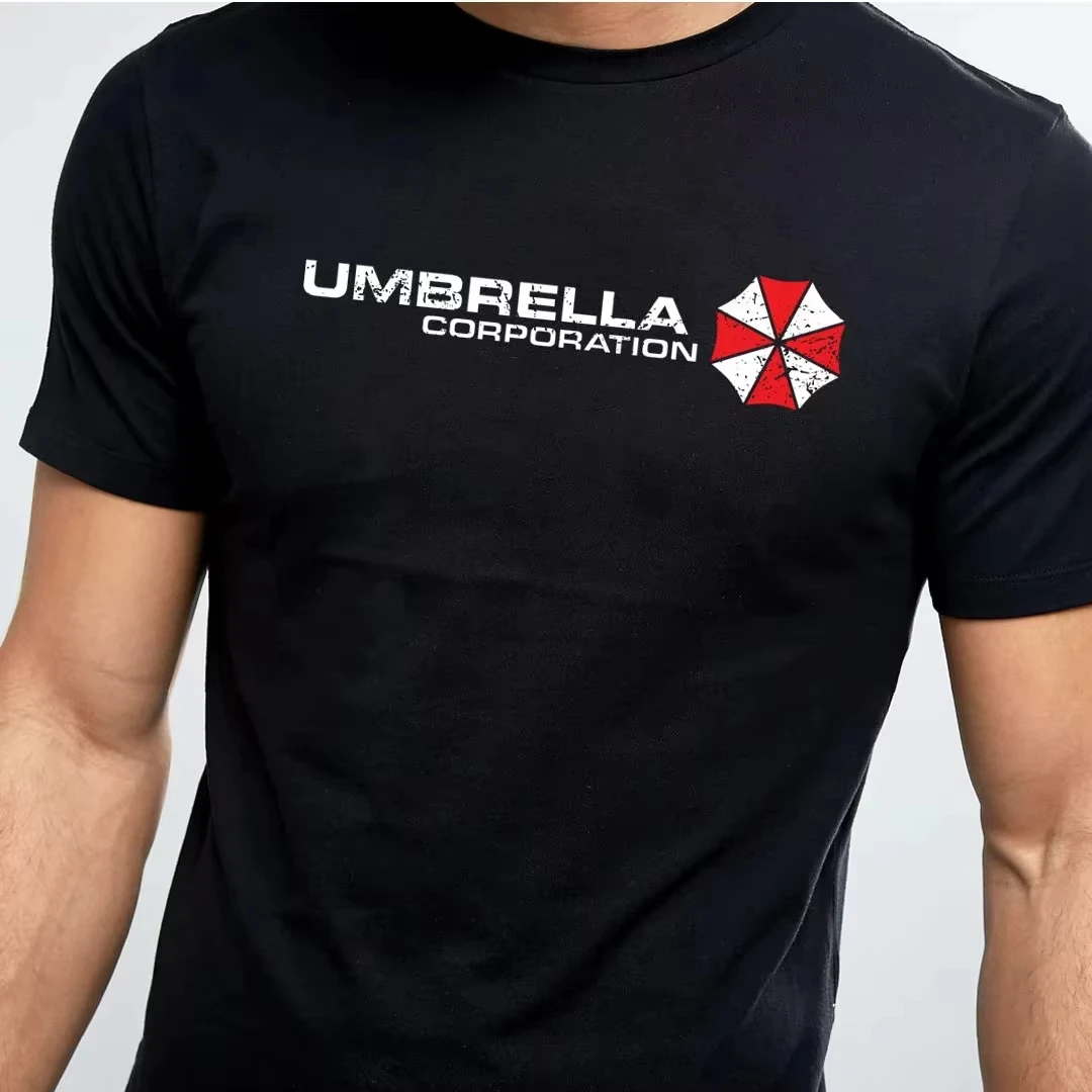 Resident Evil Umbrella Corporation Logo Graphics Pure Cotton Unisex Shirt 2026 Summer New Men's Fash