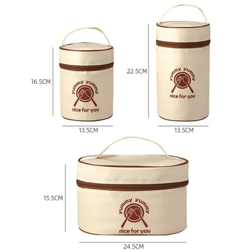 Portable Thermal Lunch Box Large-Capacity Round Barrel Insulated Food Storage Bag Fashion Aluminum Foil Tote Lunch Bag