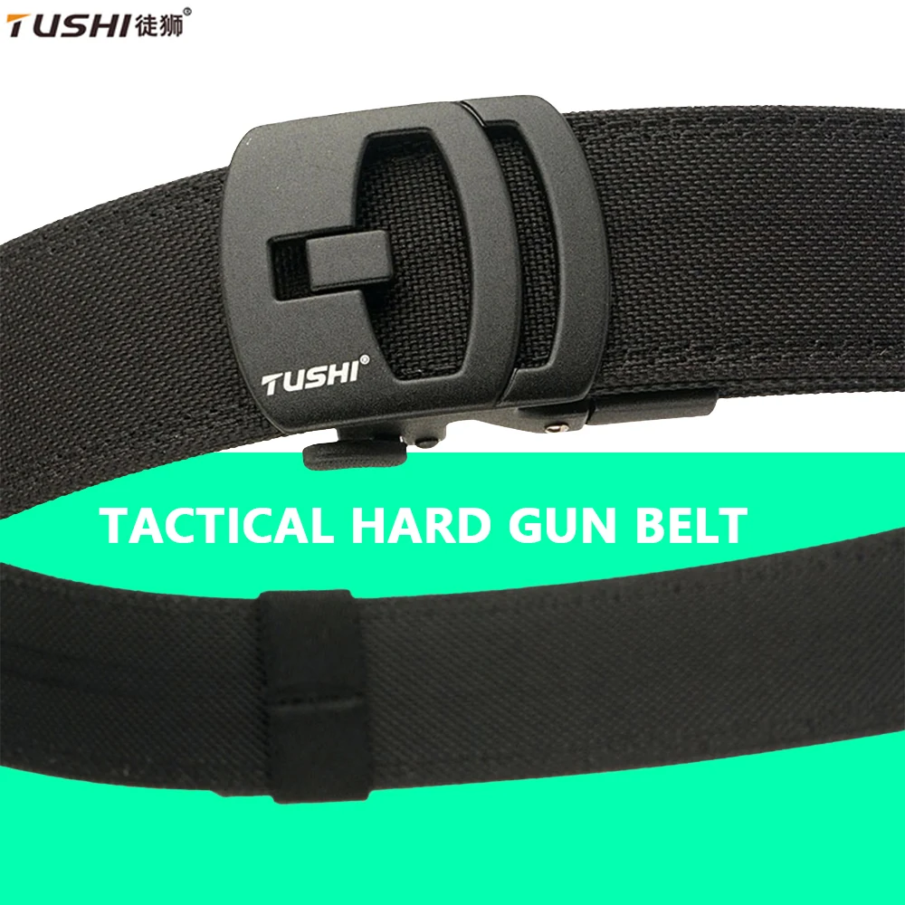 

TUSHI New Multifunctional Rigid Tactical Belt for Men Metal Automatic Buckle Casual Belt Stiff Work Belt Military Accessories