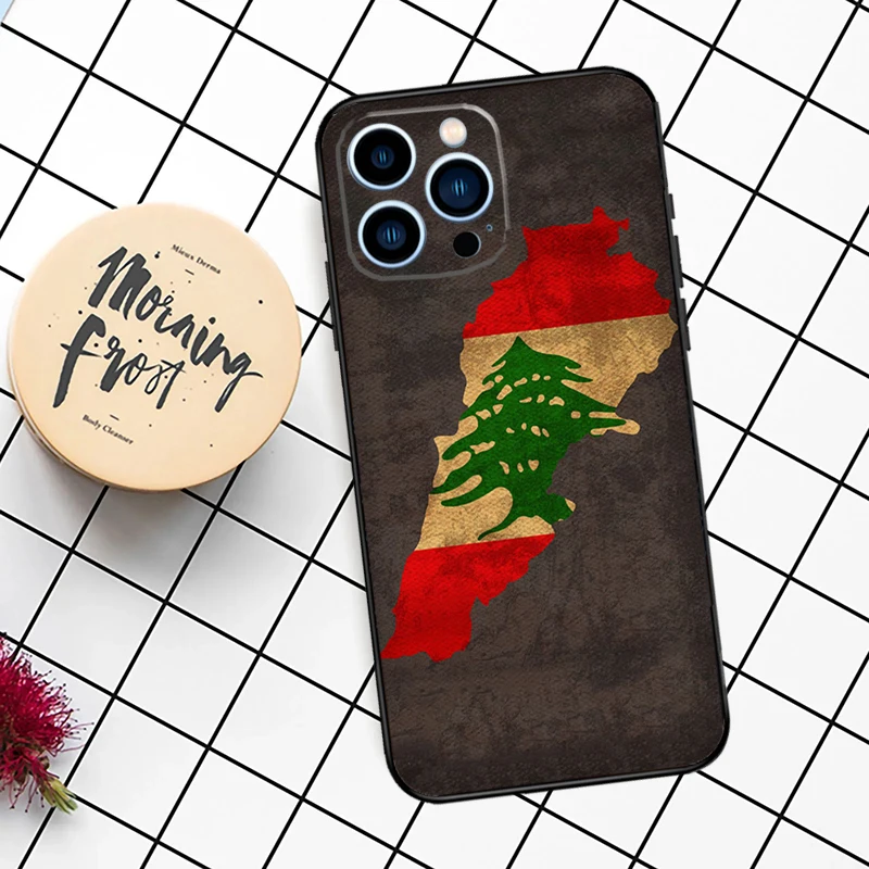 Lebanon Flag Map Case For iPhone 16 15 14 11 12 13 Pro Max Mini X XR XS Max 7 8 16 15 Plus Cover Funda