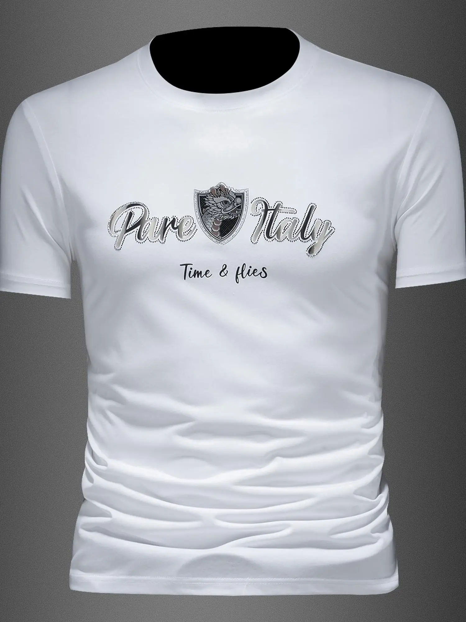 

Мужская летняя футболка Slim Fit с круглым вырезом и коротким рукавом, новая повседневная модель из шелкового хлопка, большие размеры