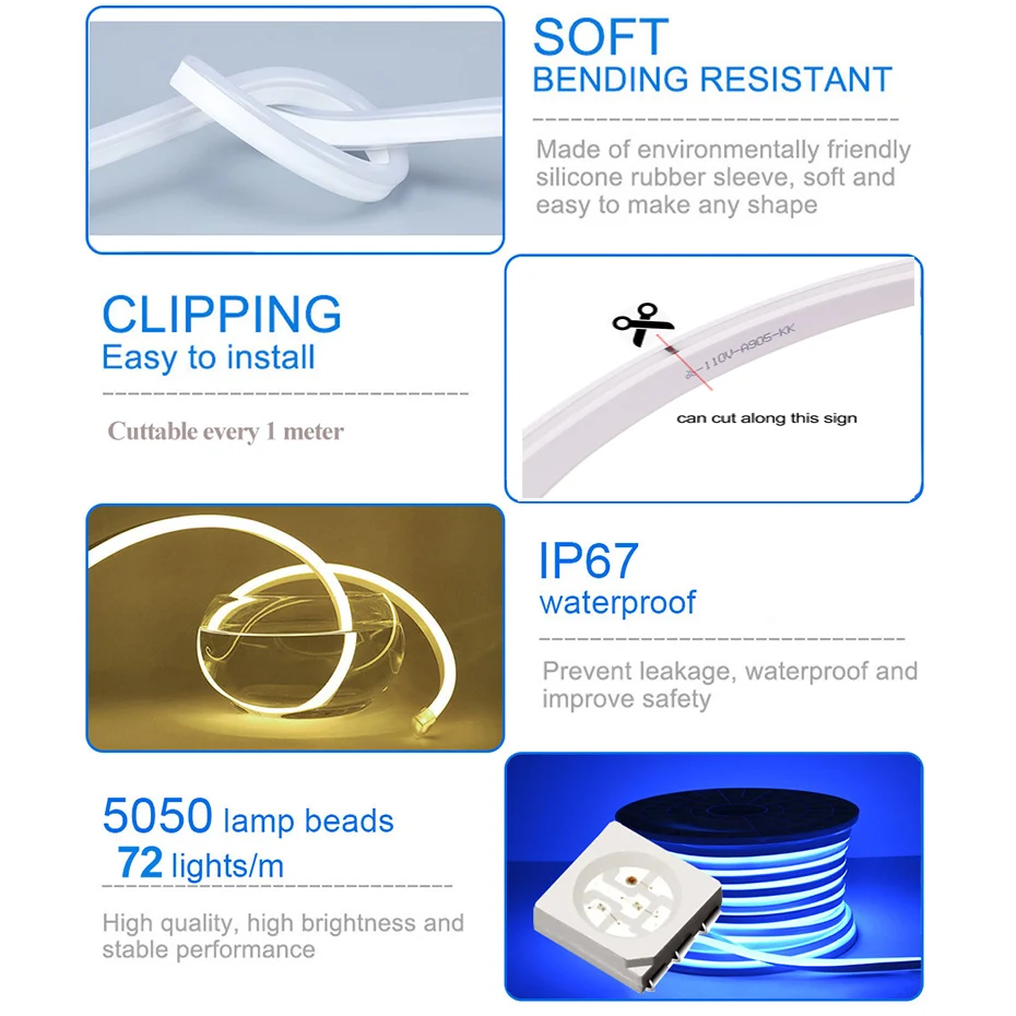 Tuya Wifi LED النيون قطاع ضوء AC220V SMD5050 الذكية RGB النيون الشريط التحكم عن بعد Led الشريط مقاوم للماء DIY بها بنفسك الإضاءة المنزلية #2