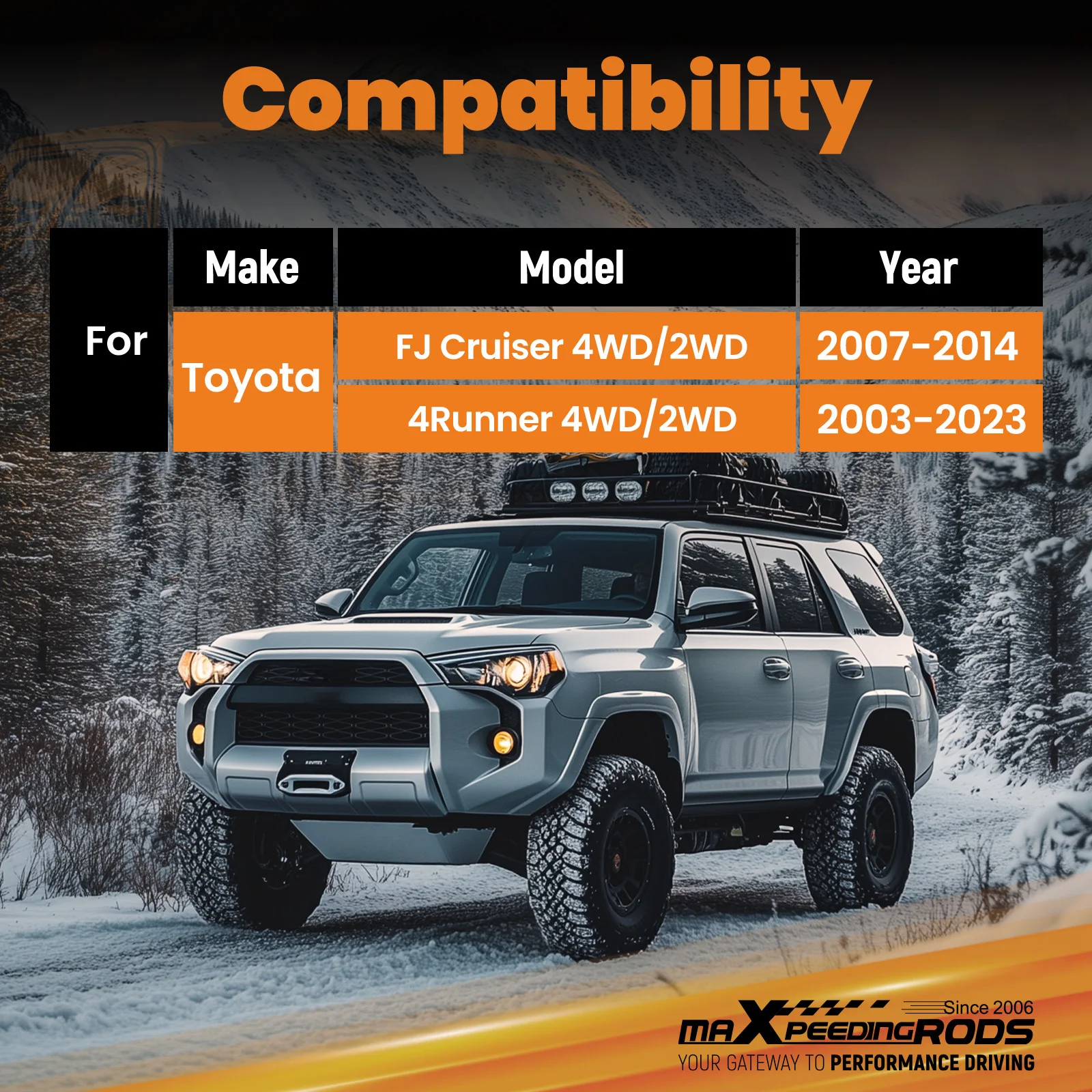 Amortiguadores traseros para Toyota 4Runner 03-22 FJ Cruiser 07-14 ajuste elevación de 0-3"