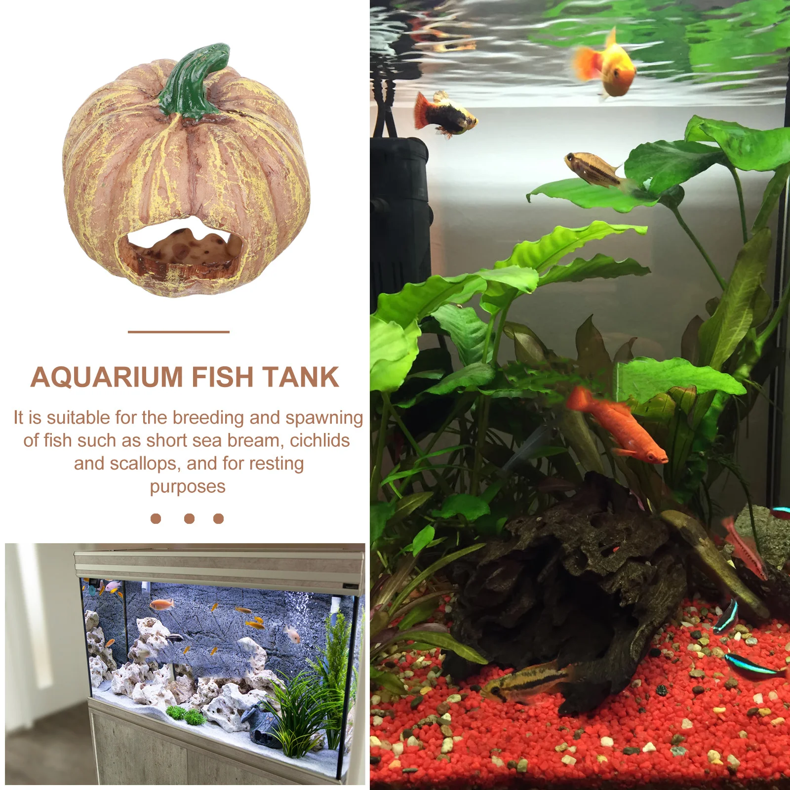 

Pumpkin House Ornament Aquarium Decorations Fish Breeding Pots Resin Material Not Easy to Fade Perfect Gift for Pet Fish