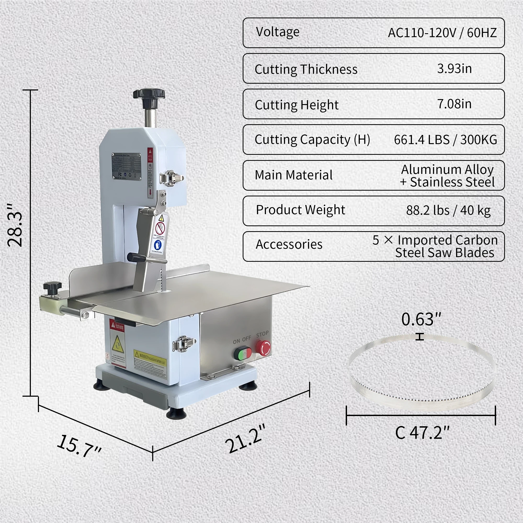 

Multi-Functional Portable Bone Saw Meat Cut Machine for Ribs Chops Bone Trotter Model 180