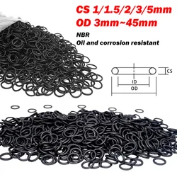 Black NBR Oil Resistant Seal Ring Gasket CS 1/1.5/2/3/5mm Water-Proof Nitrile Butadiene Rubber O-ring Washer OD 3mm~45mm