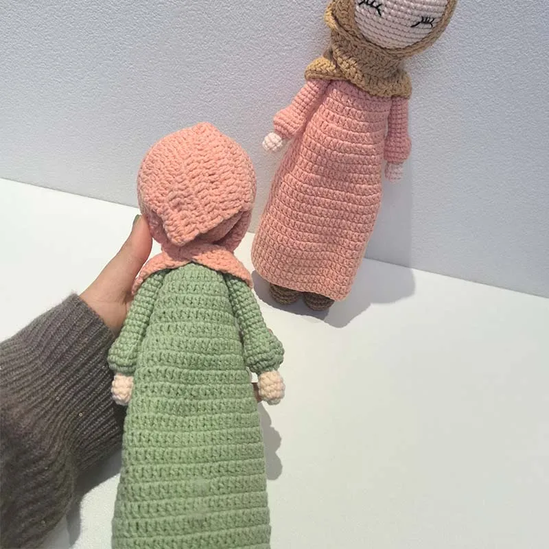Handmade Dolls Muslim Crochet Hijab Doll Amigurumi Ramadan Wedding Gift Stress Relief Islamic Crochet Dolls