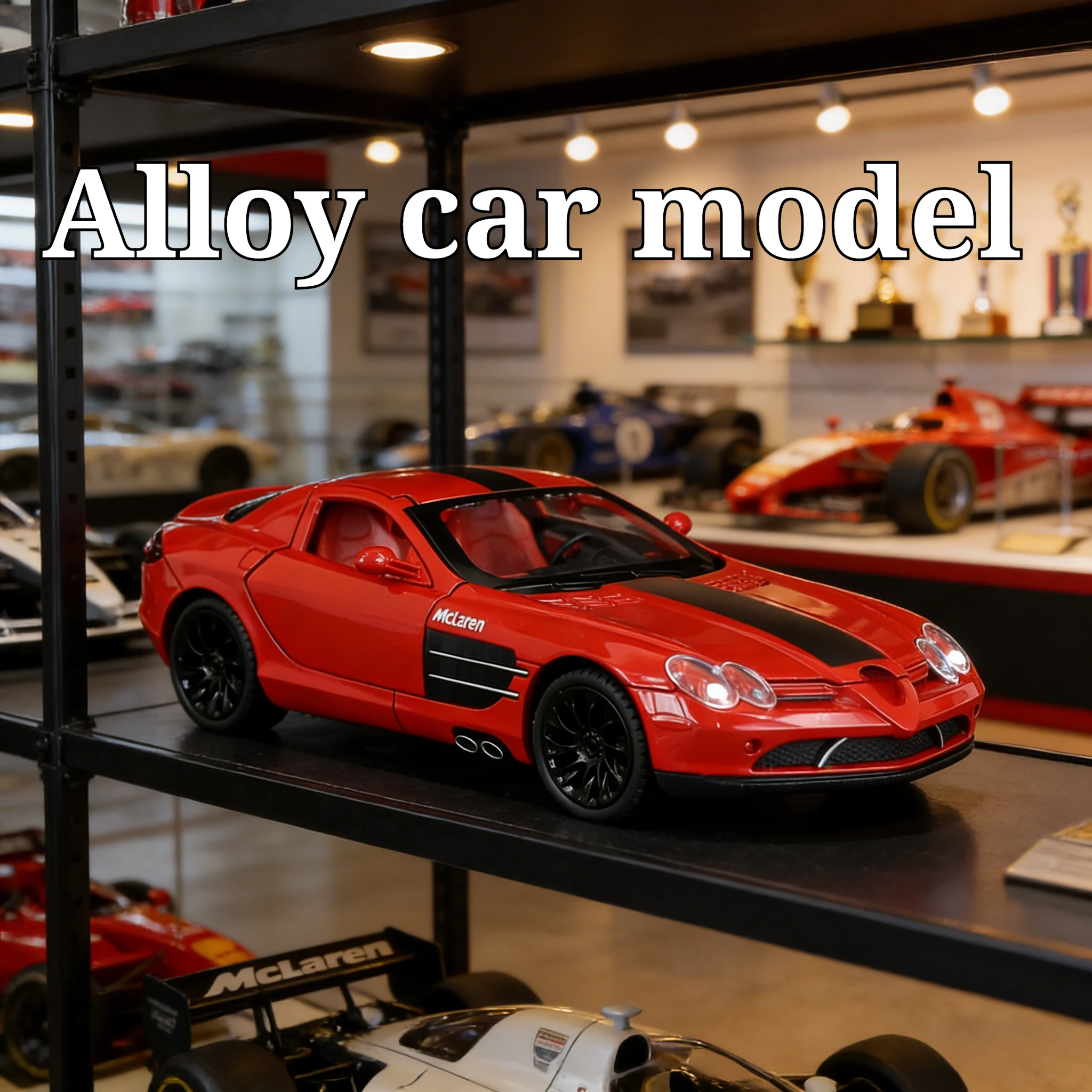 For 1:24 Mercedes-BenzSLR alloy car model decoration door and hood trunk can open acousto-optic children's toys gifts collection