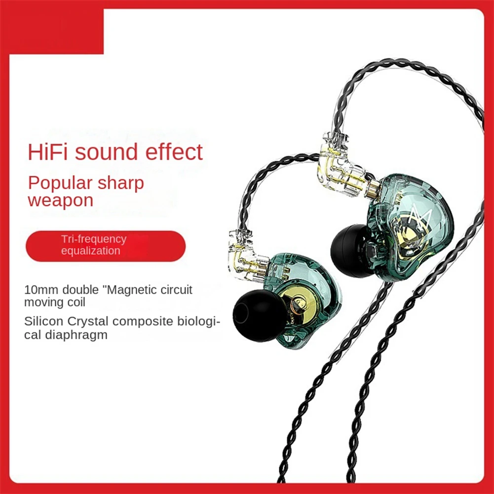 TRN MT1หูฟังแบบมีสายชนิด In-Ear 2Pin 3.5มม. แบบไดนามิก Hi-Fi แบบแขวนหูฟังวิ่งซับวูฟเฟอร์เสียงกีฬาตัดเสียงรบกวนสีเขียว