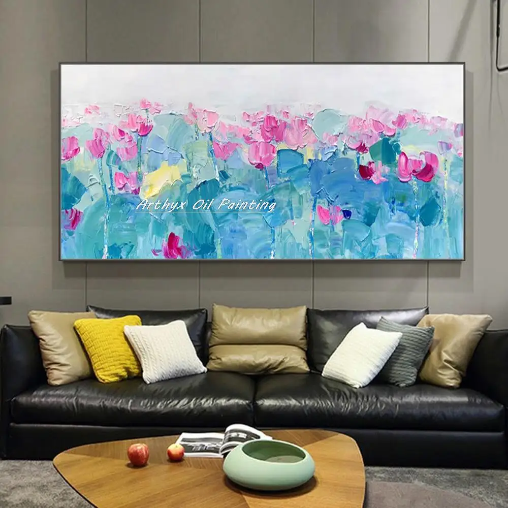 

Arthyx Hand-Painted Abstract Thick Texture Flower Oil Painting On Canvas Wall Art Modern Picture For Living Room Home Decoration