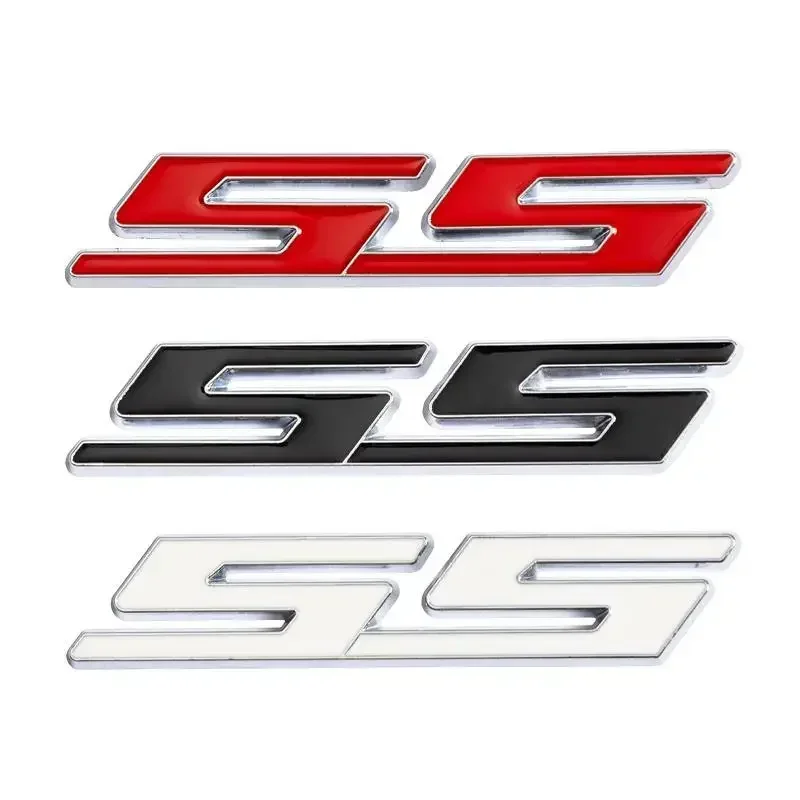 3D Metal Silver Black Red Logo SS Emblem Car Trunk Decal  For Chevrolet Camaro Bumblebee SS Stikcer Accessories