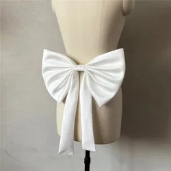 Removable Short Wedding Bow Tie With Pin Black White Bridal Bowknots Waist Bow Belts For Party Prom Quinceanera Dress