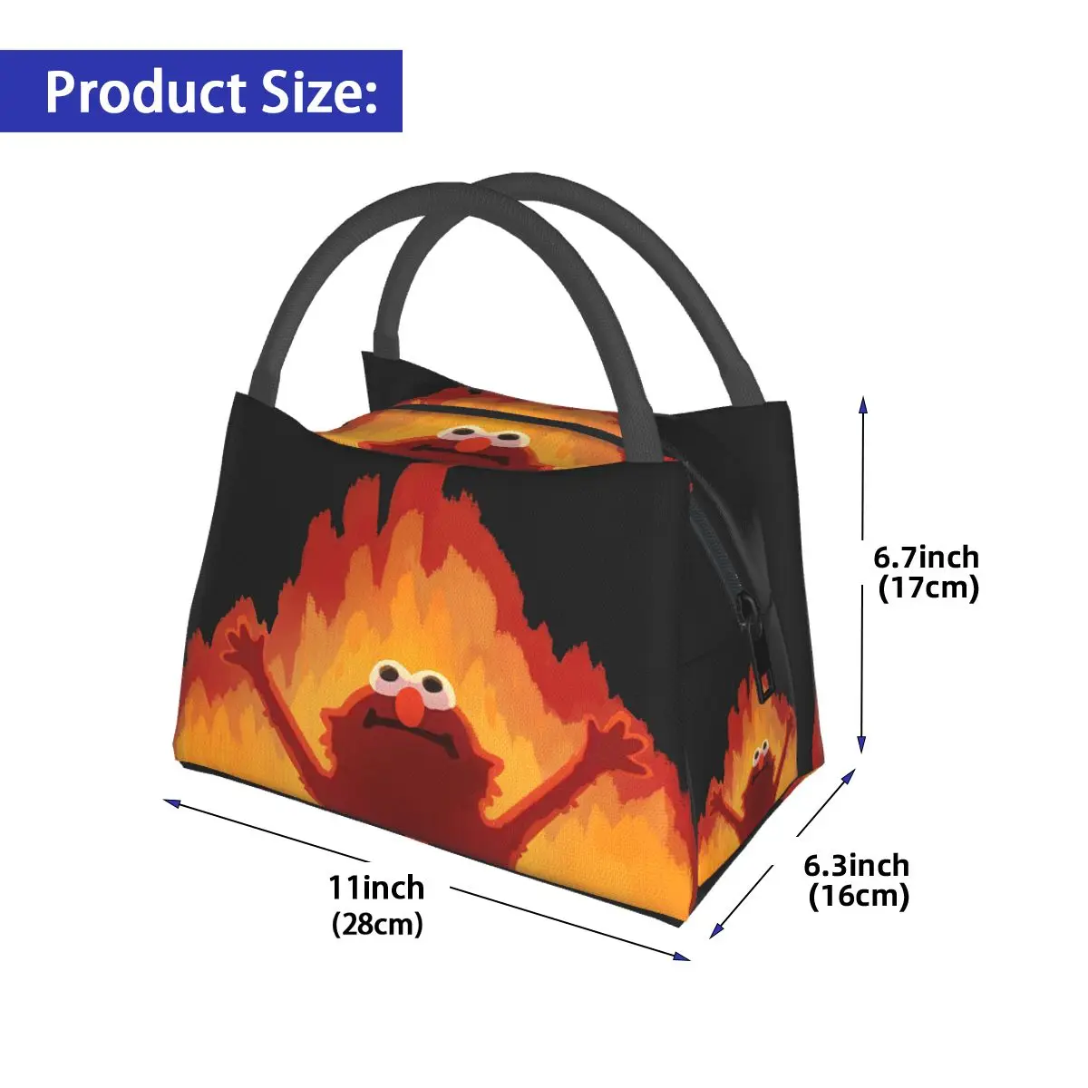 Hellmo Elmo On Fire Insulated Lunch Bag for Women Bento Storage Food Boxes Portable Container Cooler Thermal Lunch Box Tote