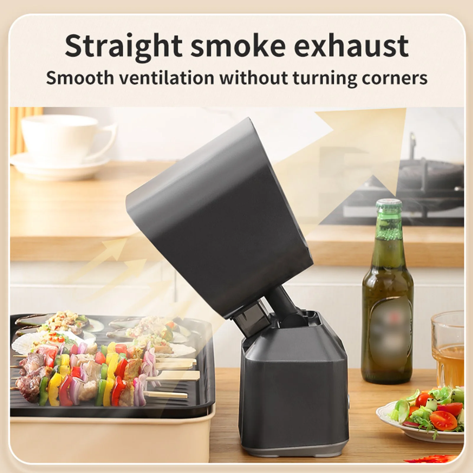 Desktop Range Hood, Portable Range Hood for Home, Powerful Suction, Compact Size, Detachable Washable Filter, Low Noise, 2 Speed