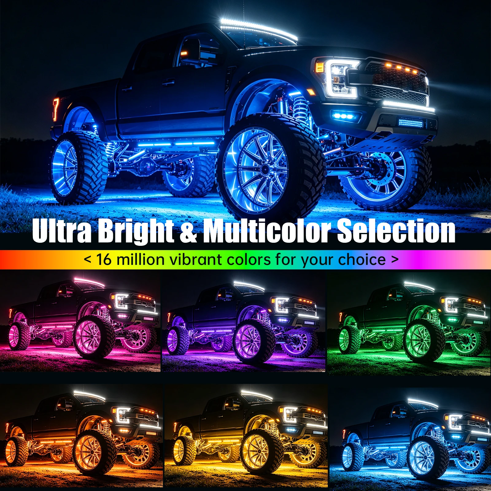 RGB LED Rock Lights Kit Blueto - Sos Light Strobe 评论和价格